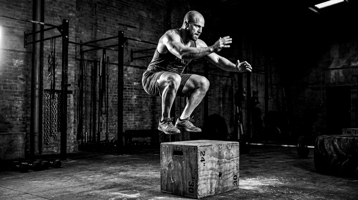 Athlete mid box jump