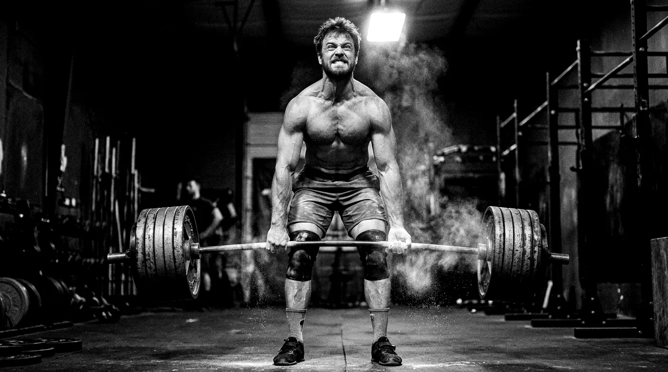 Lifter locking out a deadlift
