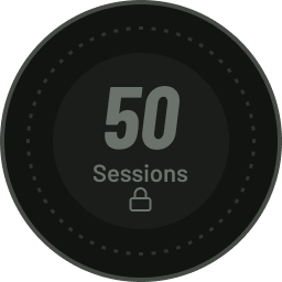 50 sessions badge, locked